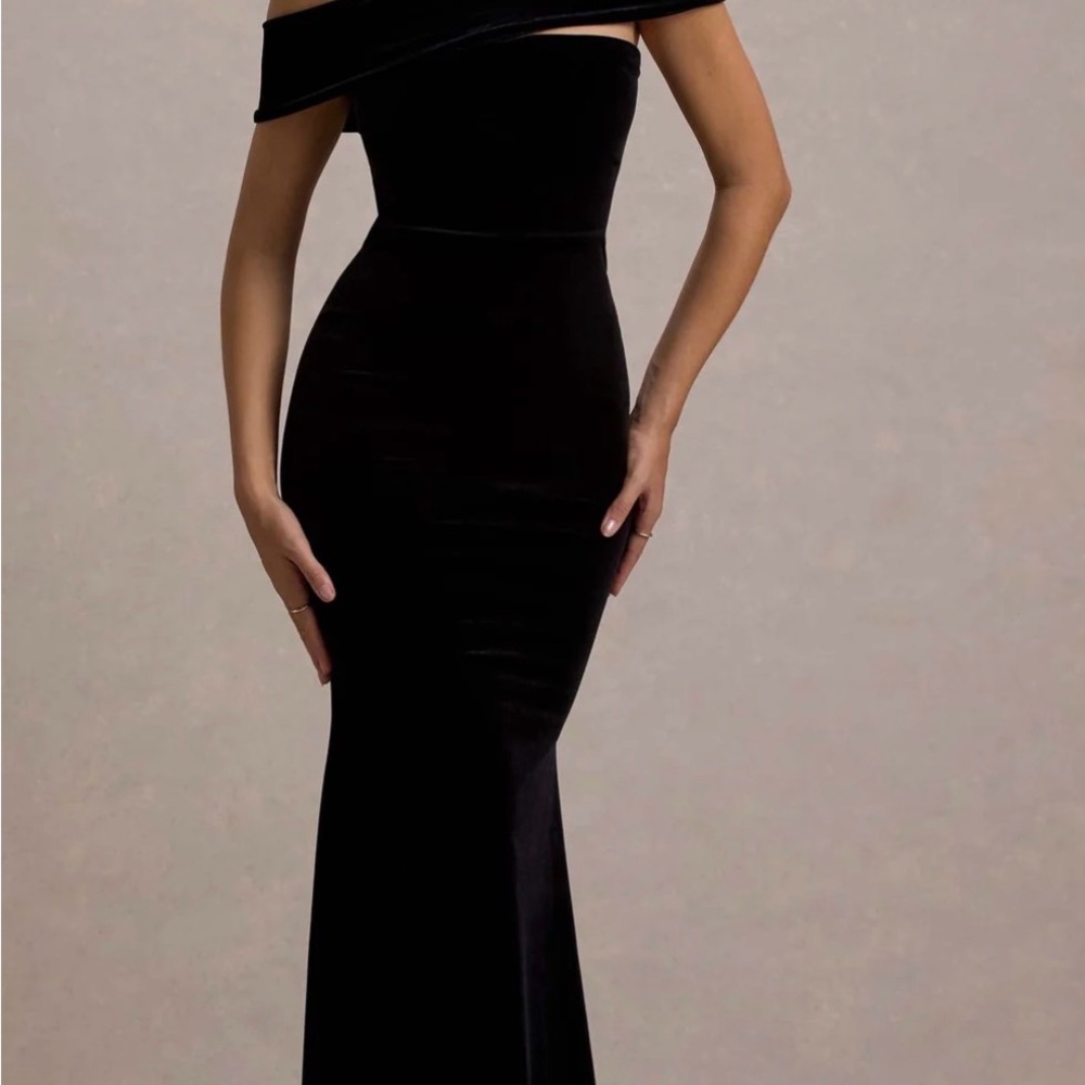 Club L London One-Shoulder Black Evening Gown - NWT